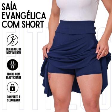 Imagem de Short Saia Evangélica Modelagem Elegante Em Suplex Fitness WOLFOX-Feminino