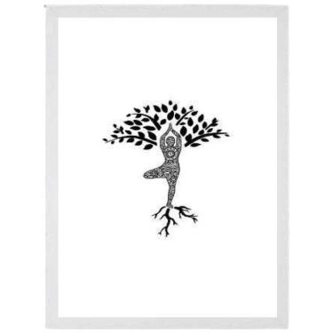 Imagem de Quadro Decorativo Yoga Árvore Moldura Branca 24X18Cm