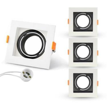 Imagem de 03 Spot Recuado Embutir Led Mr16 Gu10 Quadrado Luminária Teto Sala Qua