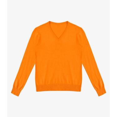 Imagem de Sueter Feminino Gola V Em Tricot Rovitex Marrom, G, Marrom