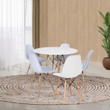 Imagem de Conjunto Mesa de Jantar 120cm Redonda com 05 Cadeiras Eiffel - Móveis 