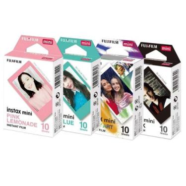 Imagem de Kit 4 Filmes para Camera Instax Mini Pink Lemonade, Sky Blue, Mini Bla