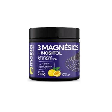 Imagem de 3 Magnésios + Inositol em pó Sabor Maracujá 210g - Maltta-Unissex