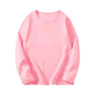 Imagem de Camiseta Infantil De Algodão, 8 Cores, Manga Comprida, Gola Redonda, P