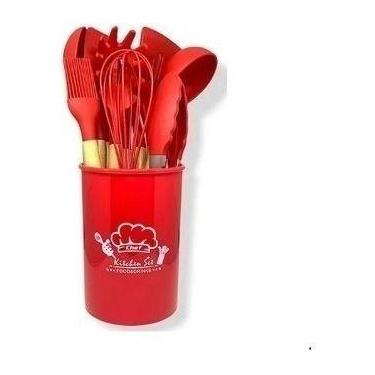 Imagem de Kit Colheres Silicones 12 Peças Copo Colher Espátula Concha Suporte Co