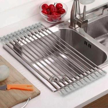 Imagem de Escorredor De Pia Dobravel Portatil Aço Inox Tamanho 47x35 Xg - GRUPO 