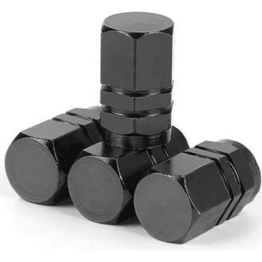 Imagem de Kit 4 Pçs Bico Preto Tampa Válvula Pneu Carro Moto Alumínio - GUSTA CA