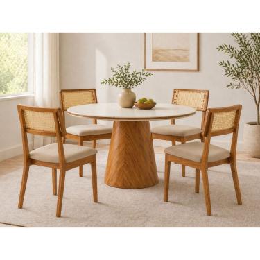 Imagem de Sala de jantar redonda  4 cadeiras maciça Toscana- Imperial