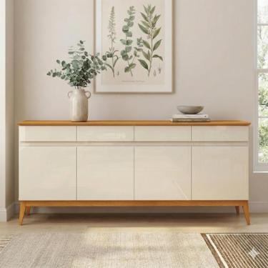 Imagem de Buffet Aparador 187cm com 4 Portas e 4 Gavetas em MDF Cedro Magnum Pre