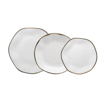 Imagem de Jogo de Pratos Ryo Maresia Orgânico 18 Peças Porcelana Estilo Casual para Uso Diário Branco Oxford