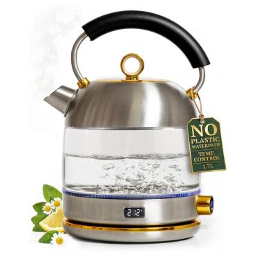 Imagem de Chaleira elétrica STYLED SETTINGS inox e vidro 1,7L 1500W com controle de temperatura e manutenção aquecimento 110V