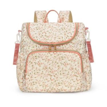 Imagem de Mochila Bolsa de Fraldas YESFIXS Grande Floral Multicompartimento