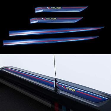 Imagem de 4 peças azul aço inoxidável tampa lateral soleira da porta protetor de guarnições de moldagem serve para Mitsubishi Outlander 2013-2021