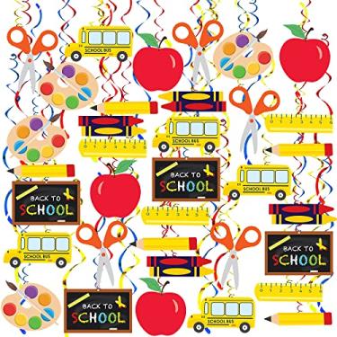 Imagem de Katchon Redemoinhos para pendurar na escola – Pacote com 46 | Decorações de teto escolar para sala de aula | Decorações de artigos de festa de volta às aulas | Streamers de teto para decoração de sala de aula