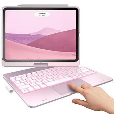 Imagem de typecase Teclado Touch iPad Pro de 11 polegadas (11 polegadas, 2021) – Trackpad Multi-Touch e 10 cores de fundo e rotação de 360° – Fino e leve para iPad Pro 11 e iPad Air 5ª e 4ª geração e lápis – Rosa