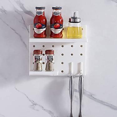 Imagem de SagaSave Kit de prateleira Pegboard, organizador de prateleira de exibição montado na parede de plástico, kit de acessórios DIY para cozinha doméstica banheiro escritório (branco)