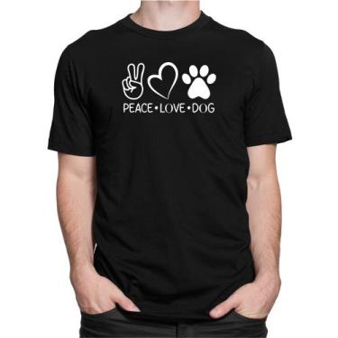 Imagem de Camiseta Camisa Paz Amor Cachorro Blusa Peace Love Dog - Dking Creativ
