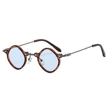 Imagem de Óculos de sol de hip hop quadrado pequeno vintage para mulheres moda diamante liga óculos de sol masculino ultraleve punk óculos masculino, azul leopardo, tamanho único