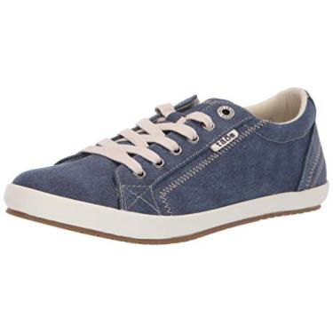 Imagem de Taos Tênis feminino Star – Estilo icônico com design de lona para aventuras diárias – Cadarço de ajuste personalizado e palmilha removível com suporte de arco para conforto o dia todo, lona azul 39,