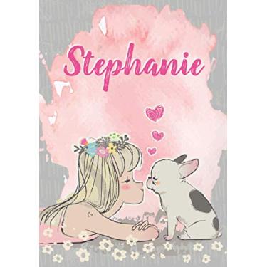 Imagem de Stephanie: Notizbuch A5 | Personalisierter vorname Stephanie | Geburtstagsgeschenk für Frau Mutter Tochter Schwester | Nettes Mädchen mit Bulldogge | 120 Seiten liniert, Kleinformat A5 (14,8 x 21 cm)