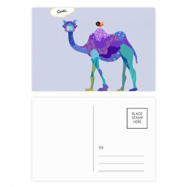 Imagem de Camel Roxo Pássaro Azul Desenho Cartão Postal Cartão Cartão Cartão Cartão Cartão de Felicitação