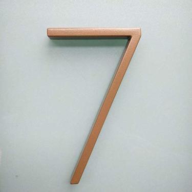 Imagem de Número de casa flutuante dourado 3D de 12,7 cm 0-9 letra AB, placas de porta com alfabeto digital para domicílio ao ar livre, montagem com parafuso, à prova d'água, antiferrugem