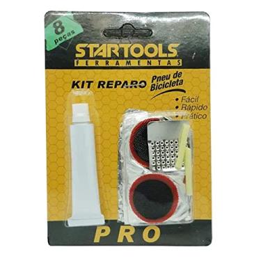 Imagem de Kit Reparo Pneu Emergência Bike Bicicleta 8 Pçs Remendo Cola