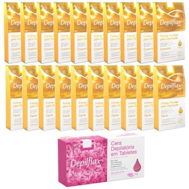 Imagem de Kit Depilação 1KG Cera Quente Rosa Mosqueta10 Folhas Facial E 10 Folhas Corporal Natural Depilflax (CERA ROSA E FOLHAS NATURAL MEL)