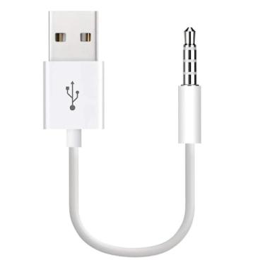 Imagem de RUITEXUN Adaptador de áudio USB para conector de 3,5 mm, conector de áudio auxiliar macho de 3,5 mm para cabo de carregamento USB macho para iPod Shuffle, leitor de MP3, fone de ouvido, alto-falante