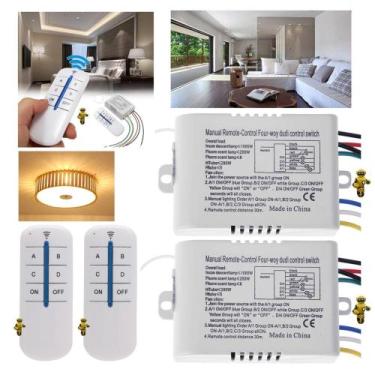 Imagem de Kit 02 Interruptor Inteligente 4 Vias Sem Fio Para Lâmpada De Controle