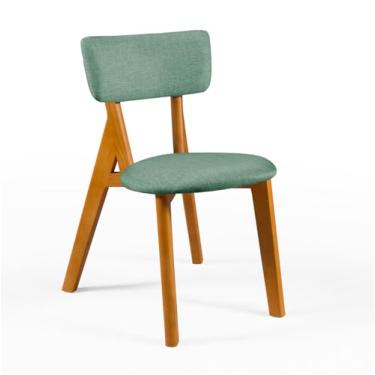 Imagem de Kit Duas Cadeira Liz em Madeira revestimento Linho (Verde)