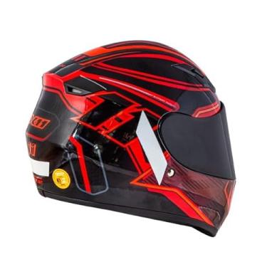 Imagem de Capacete Moto X11 Trust Pro 11 Com Viseira Extra Espelhada Feminino Masculino Unissex Preto/Vermelho 58