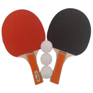Imagem de Kit 2 Raquetes de Ping Pong Tênis De Mesa E 3 Bolinhas
