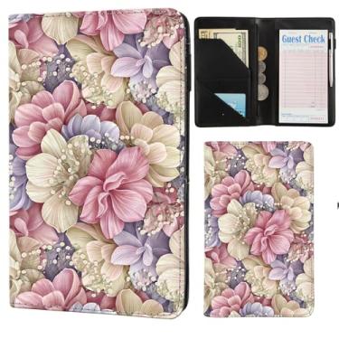 Imagem de Livros de servidor para garçonete, com bolso com zíper, livro de garçonete de couro, carteira organizadora de dinheiro, porta-recibos de cheque para convidados de restaurante, avental de servidor