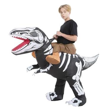 Imagem de Inflatable Skeleton Dinosaur Costume Kids Boys Girls, Inflatable Blow Up Costume Riding Trex Dinosaur Costume Child, Inflatable Ride On Dinosaur Halloween Costume Children