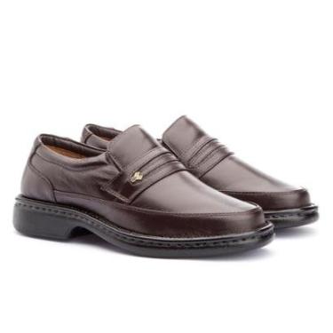 Imagem de Sapato Social Masculino Couro Bico Redondo Casual-Masculino