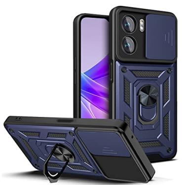 Imagem de Kukoufey Compatível com Oppo A57 A57e 4G Suporte Shell, com capa de lente de câmera deslizante compatível com Oppo A77 5G CPH2339 / A57 4G CPH2387 / A57s CPH2385 / A57 5G Capa azul