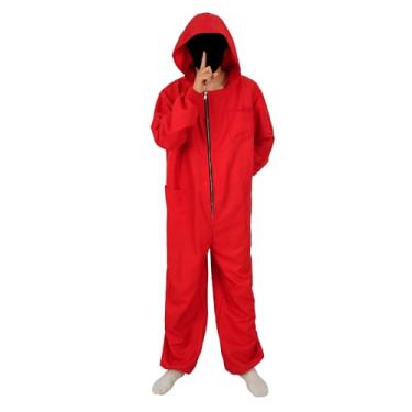 Imagem de Macacões vermelhos unissex máscara festa Halloween conjunto completo, 20284, XXG