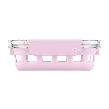Imagem de Ello DuraGlass Recipientes de armazenamento de alimentos de vidro – Recipiente de preparação de refeições com capa de silicone e tampa tritan durável hermética, 1,75 xícara, rosa caxemira