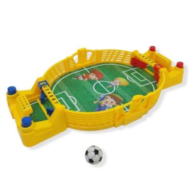 Imagem de Brinquedo Mini Arena De Futebol Tipo Fliperama Pinball Portáti Gol Copa Do Mundo Jogo Mesa Lançador Bola Criança Adulto Tabuleiro Azul ou Amarelo (AMARELO)
