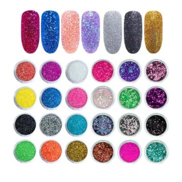Imagem de Kit 24 Glitters Fino Flocado Decoração Design Unhas Manicure