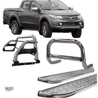 Imagem de Kit Quebra Mato Estribo Santo Antônio H2 L200 a 020 Cromado - HOZZ