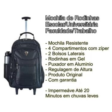 Imagem de Mochila Juvenil Masculina De Rodinhas Escolar Reforçada - lobetriz