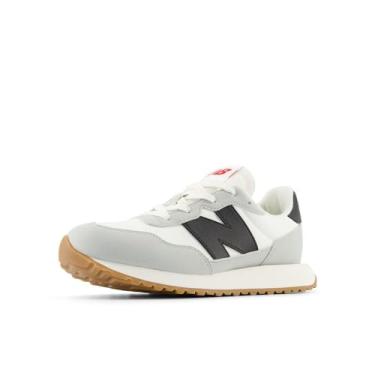 Imagem de New Balance Tênis infantil unissex 237 V1 com cadarço, Branco/preto, 19