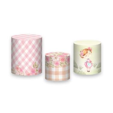 Imagem de Trio de Capas de Cilindro - Fazendinha Rosa com Flores, Menina 033 - V