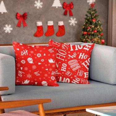 Imagem de Kit Jogo Capas de Almofadas 45 x45 Decorativas de Natal Natalina 4 Peç