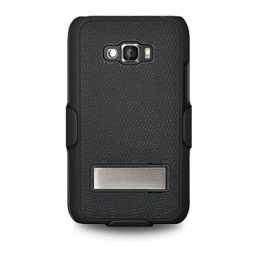 Imagem de Amzer AMZ94281 Shellster Capa tipo coldre com suporte para LG Optimus Elite LS696/VM696-1 pacote - estojo de transporte - embalagem de varejo - preto