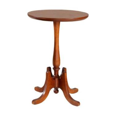 Imagem de Mesa Lateral Alta Fróg em Madeira Maciça - Imbuia Glazer - Modema