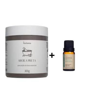 Imagem de Kit 1 Argila Preta 300 gramas + 1  Óleo Essencial Menta Piperita  10ml
