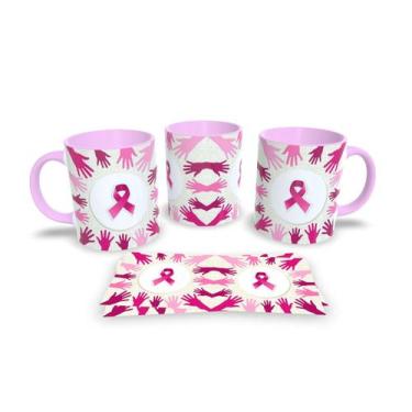 Imagem de Canecas Rosa de Porcelana Personalizadas Outubro Rosa - Estampa Sublim